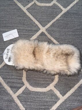 Surell Faux Fox Fur Headband Scarf Cream Brown One Size NWT